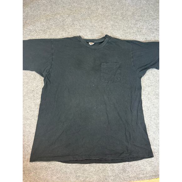 Vintage Blank Pocket T-Shirt Mens 2XL Black Streetwear Minimalist Selvedge - Picture 1 of 6